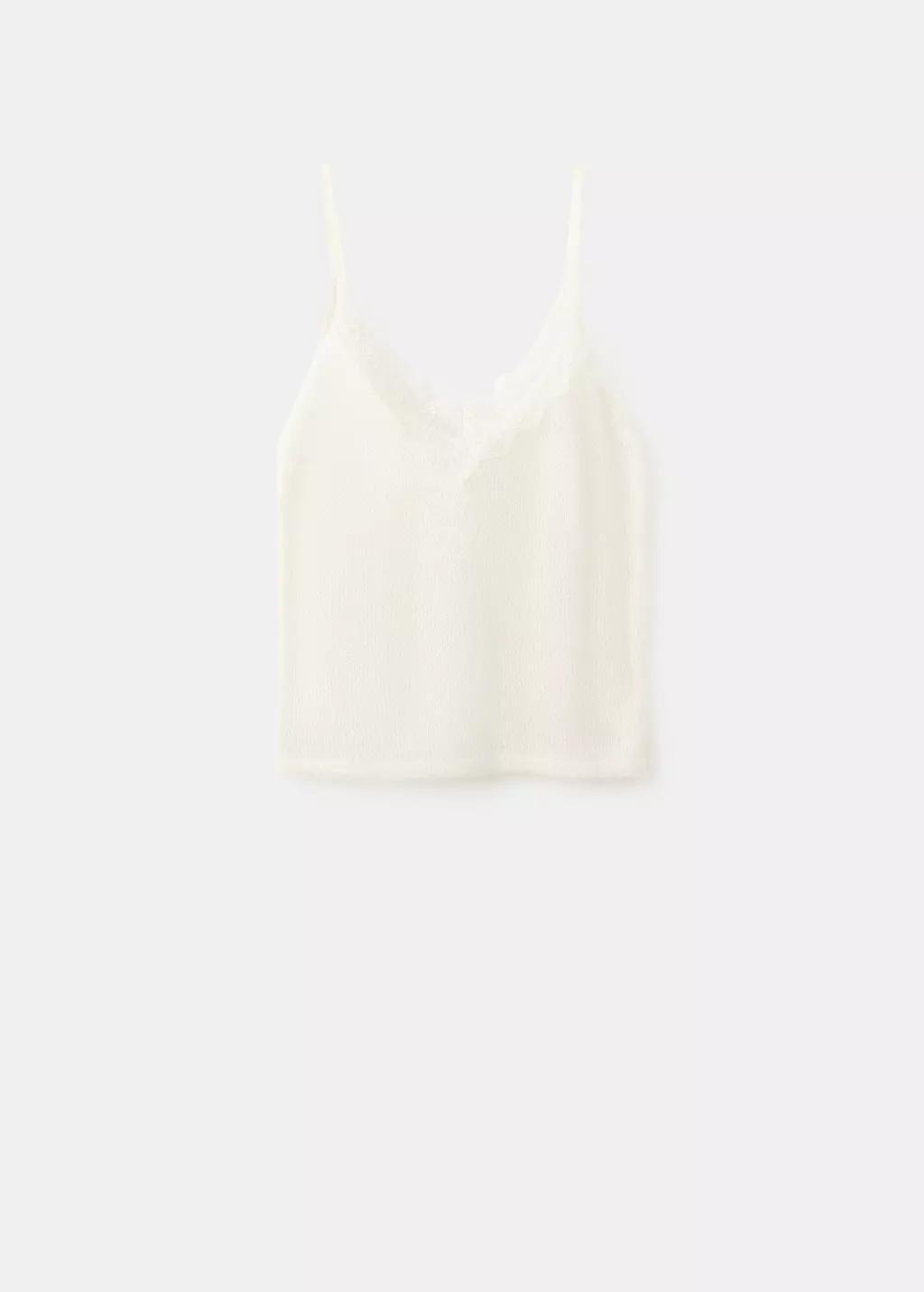 Beige Top With Lace Neck, Light Beige, large image number 7