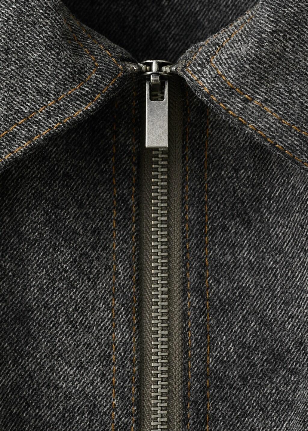 Grey Knitted Jacket With Combined Fabrics, Charcoal, large image number 1