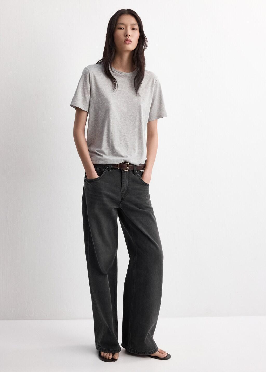 Grey Mid-Rise Straight Jeans, Open Grey, large image number 0