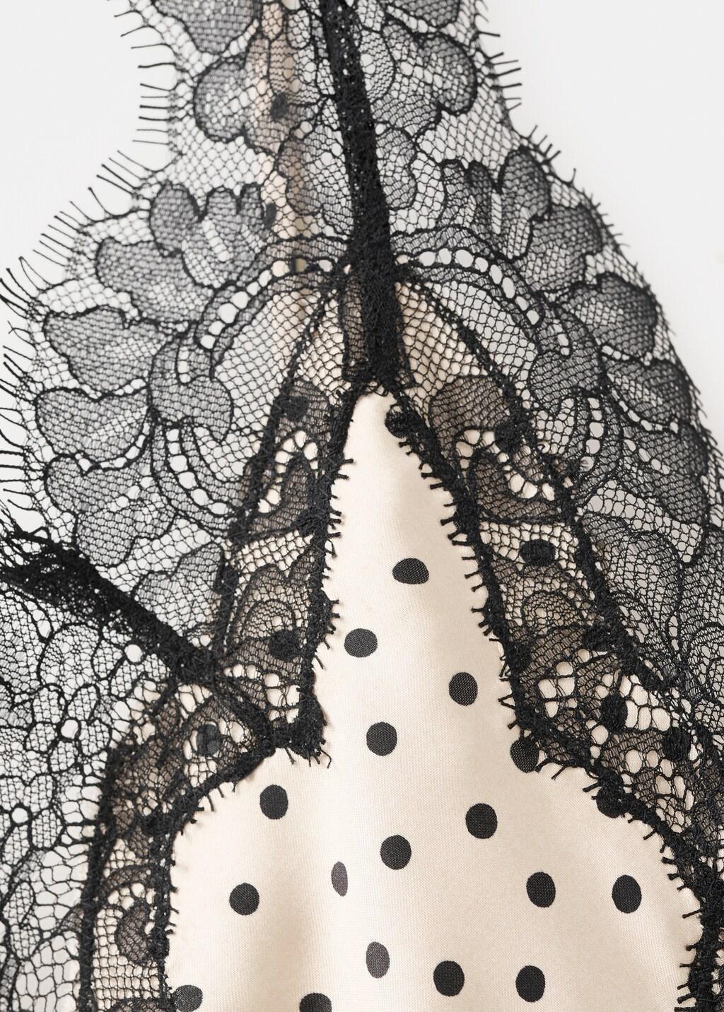 Beige Polka Dots Lace Top, Light Beige, large image number 1