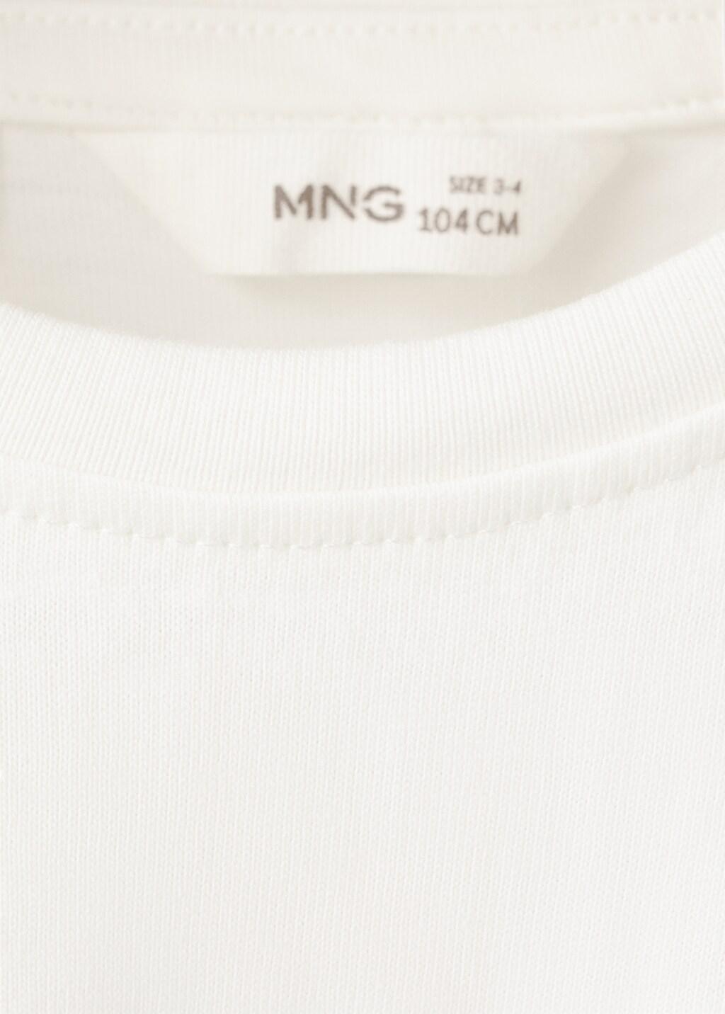 White Cotton T-Shirt With Embroidered Pocket, Baby Girl, Natural White, large image number 4