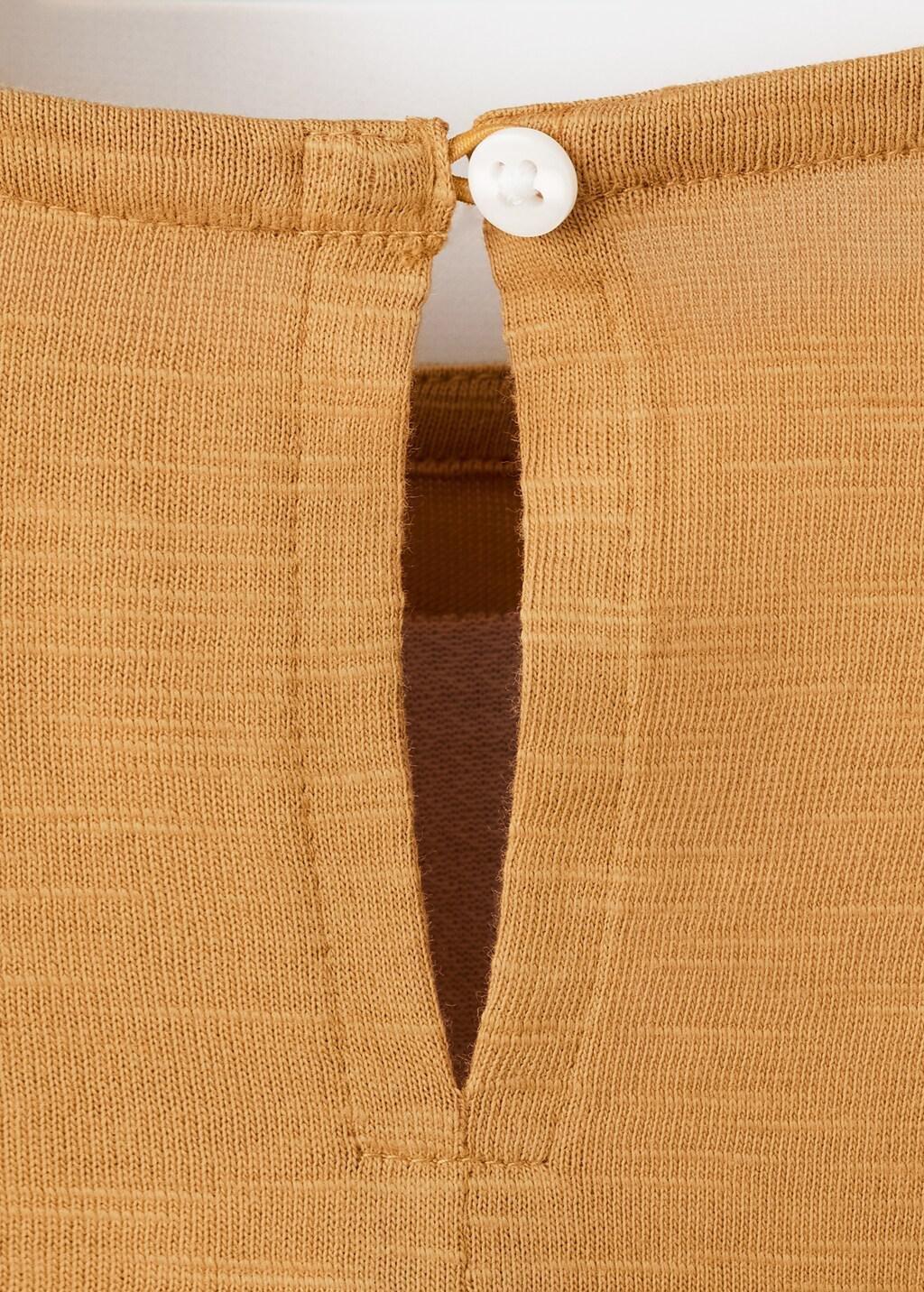 Yellow Frills Cotton T-Shirt, Baby Girl, Dark Yellow, large image number 0