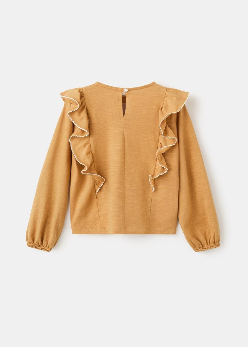 Yellow Frills Cotton T-Shirt, Baby Girl, Dark Yellow, large image number 1