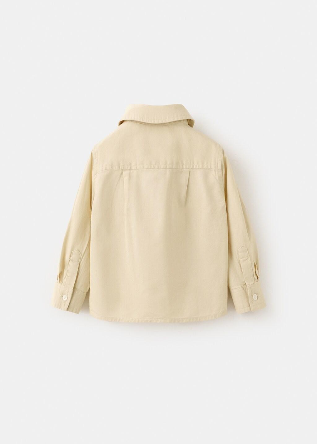 Beige Chest-Pocket Cotton Shirt, Baby Boy, Light Beige, medium