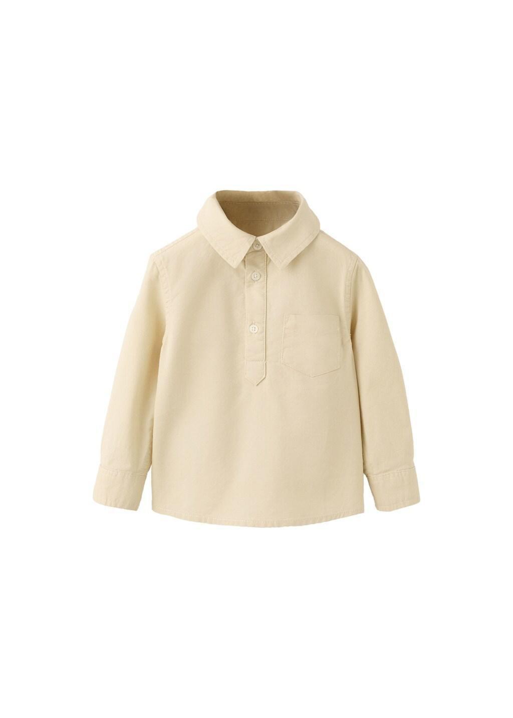 Beige Chest-Pocket Cotton Shirt, Baby Boy, Light Beige, large image number 3