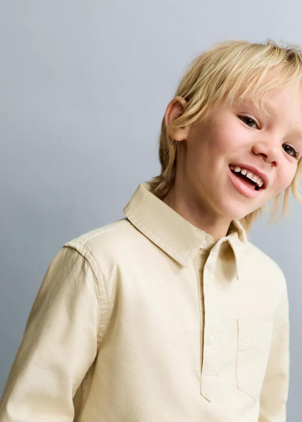 Beige Chest-Pocket Cotton Shirt, Baby Boy, Light Beige, large image number 3