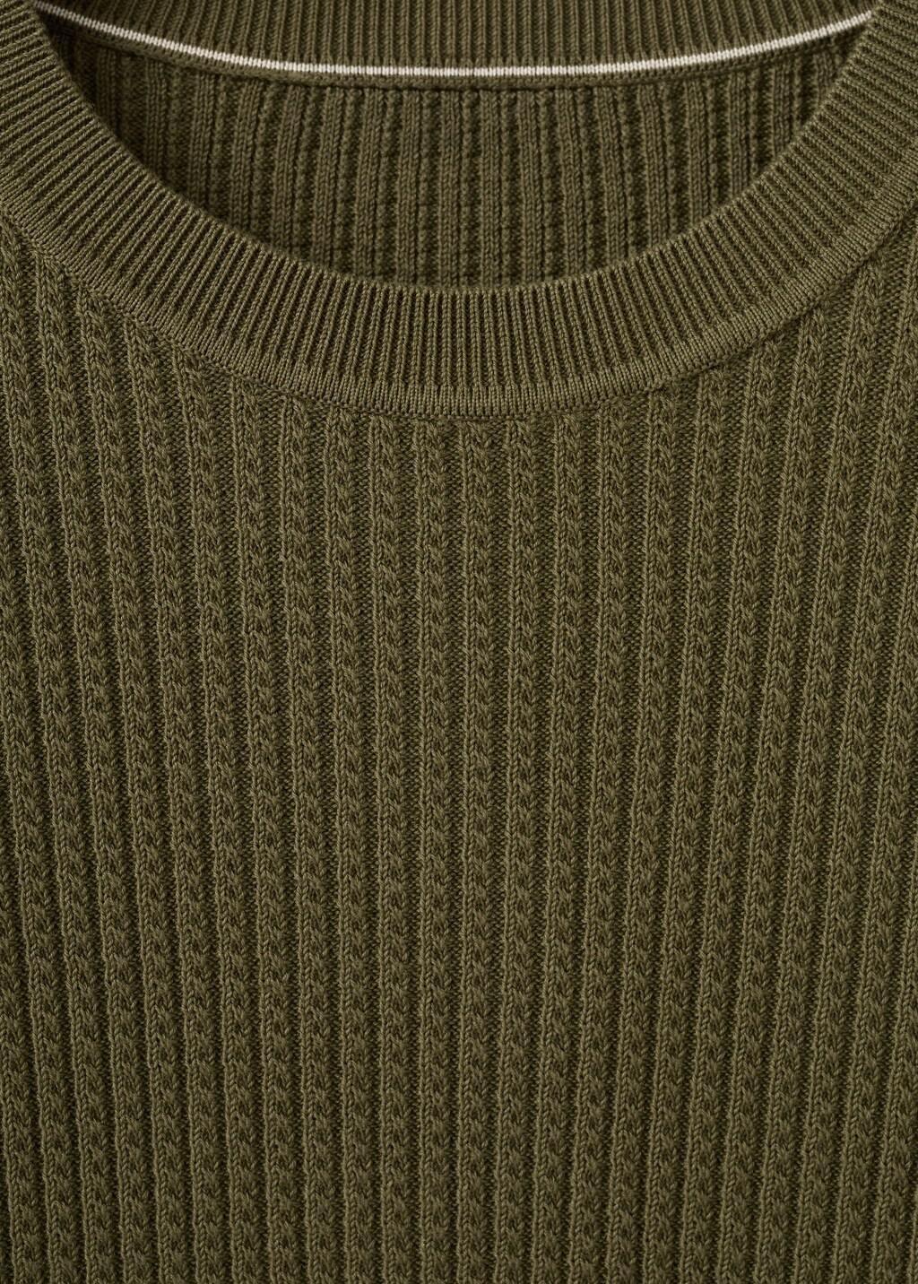 Green Fine Knit Microstructure Sweater, Dark Green, large image number 1