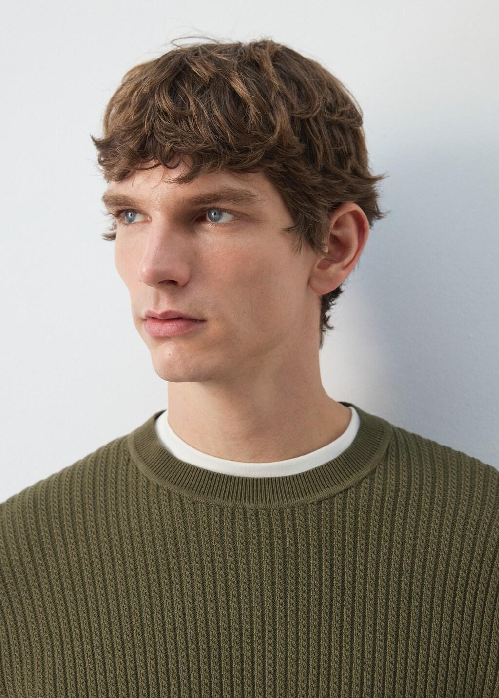 Green Fine Knit Microstructure Sweater, Dark Green, large image number 4