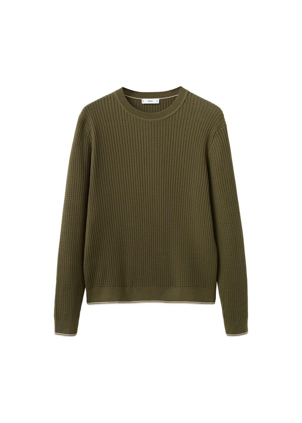 Green Fine Knit Microstructure Sweater, Dark Green, large image number 6