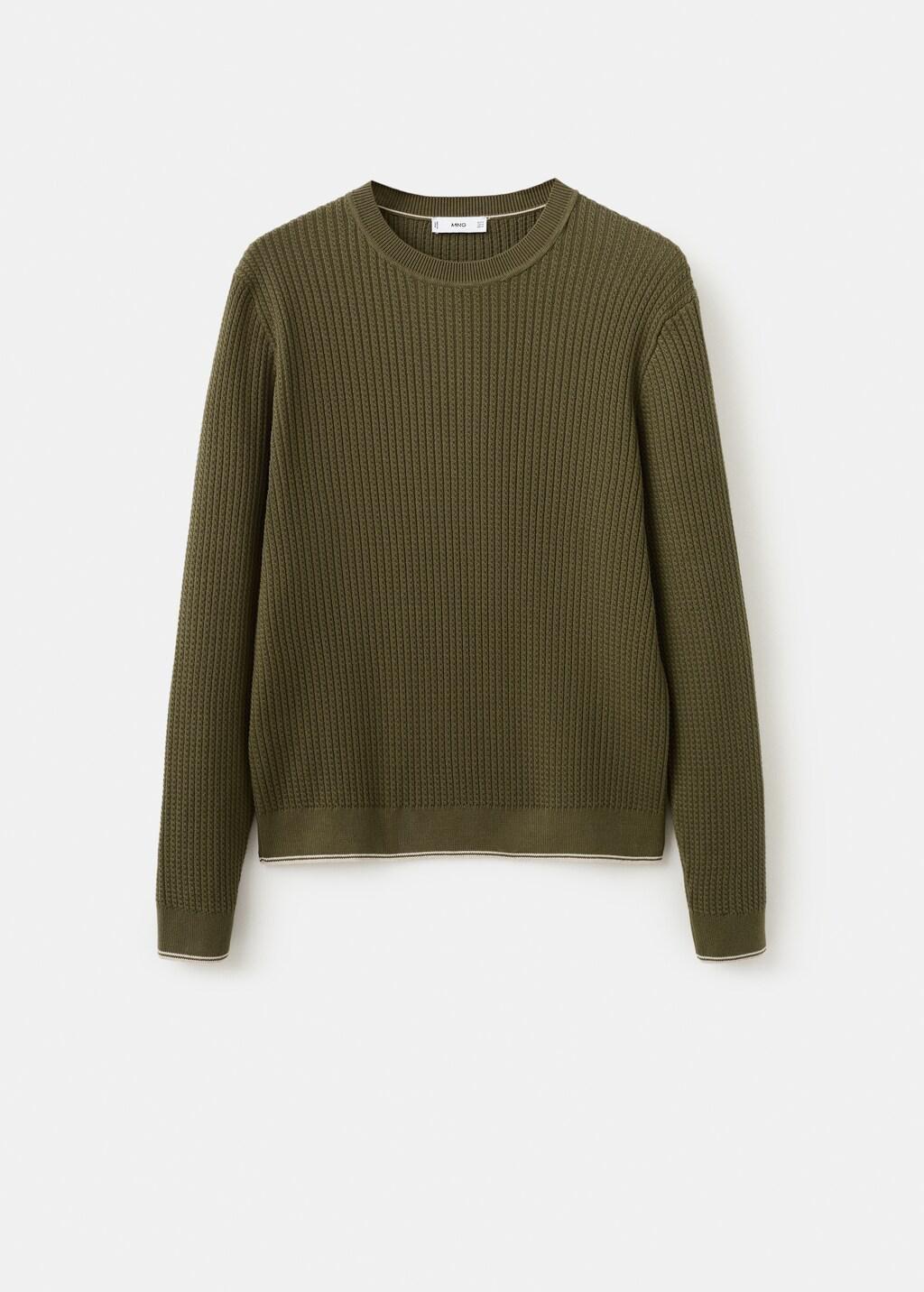 Green Fine Knit Microstructure Sweater, Dark Green, large image number 7