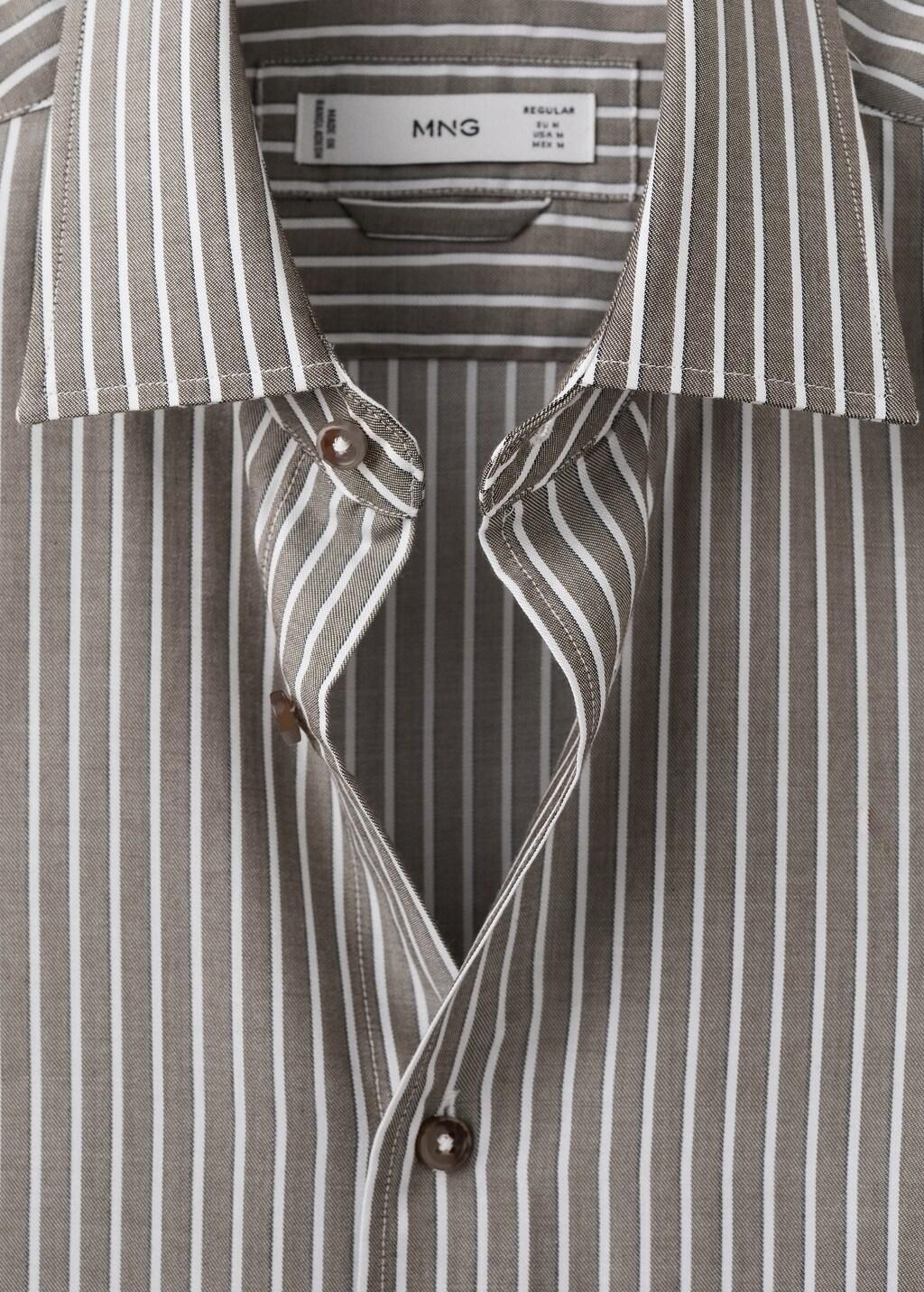 Khaki Regular Fit Lyocell Stripe Shirt, 0201_37, large image number 5