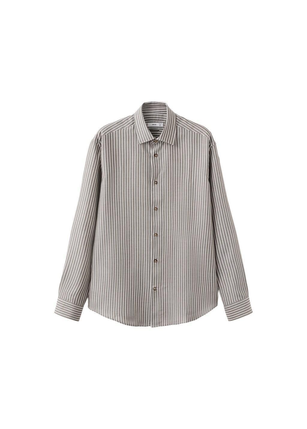 Khaki Regular Fit Lyocell Stripe Shirt, 0201_37, large image number 6