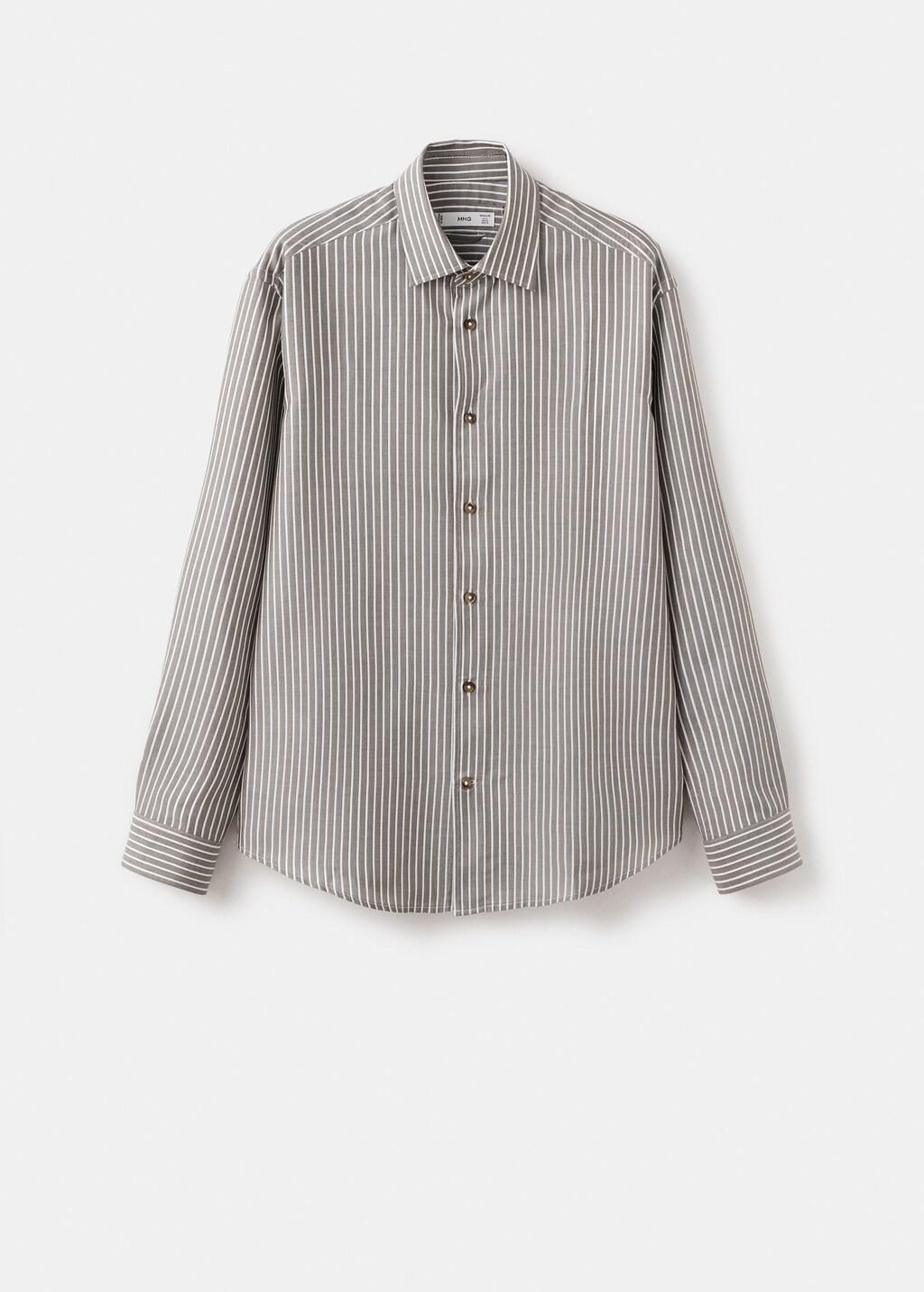 Khaki Regular Fit Lyocell Stripe Shirt, 0201_37, large image number 7
