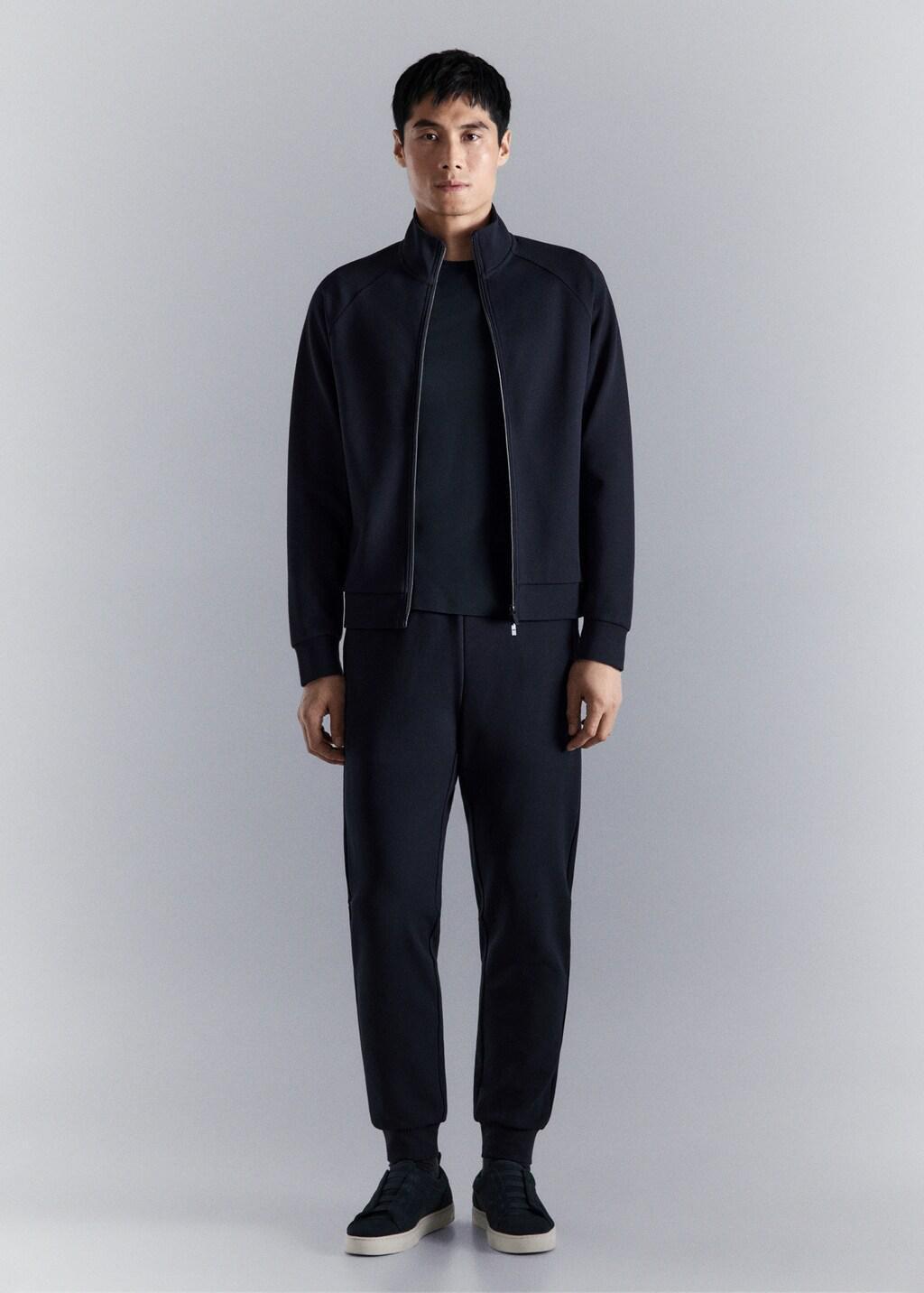 Navy Regular-Fit Technical Zip-Up Sweatshirt, Navy, medium