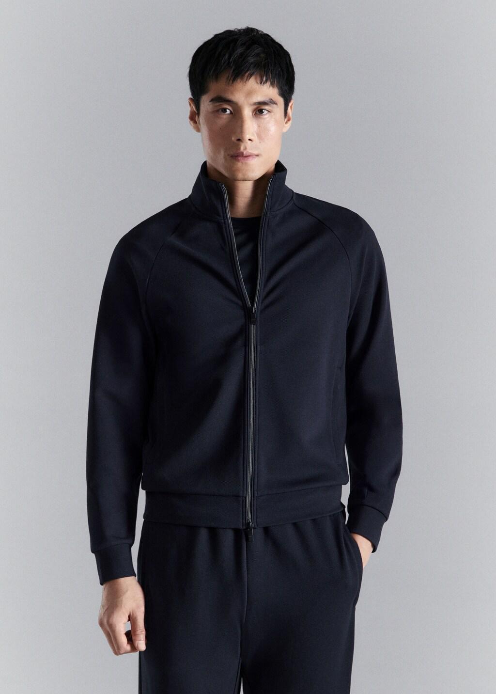 Navy Regular-Fit Technical Zip-Up Sweatshirt, Navy, large image number 3