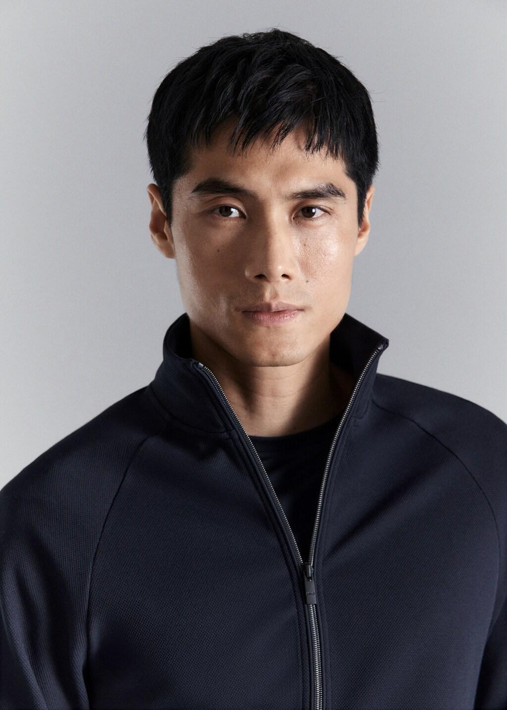 Navy Regular-Fit Technical Zip-Up Sweatshirt, Navy, large image number 4