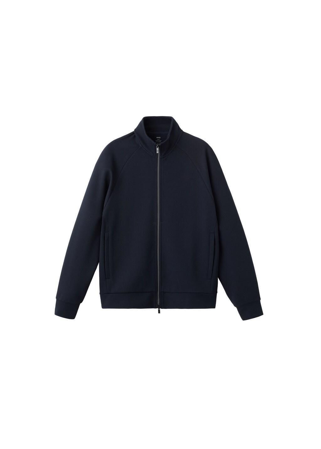 Navy Regular-Fit Technical Zip-Up Sweatshirt, Navy, large image number 6