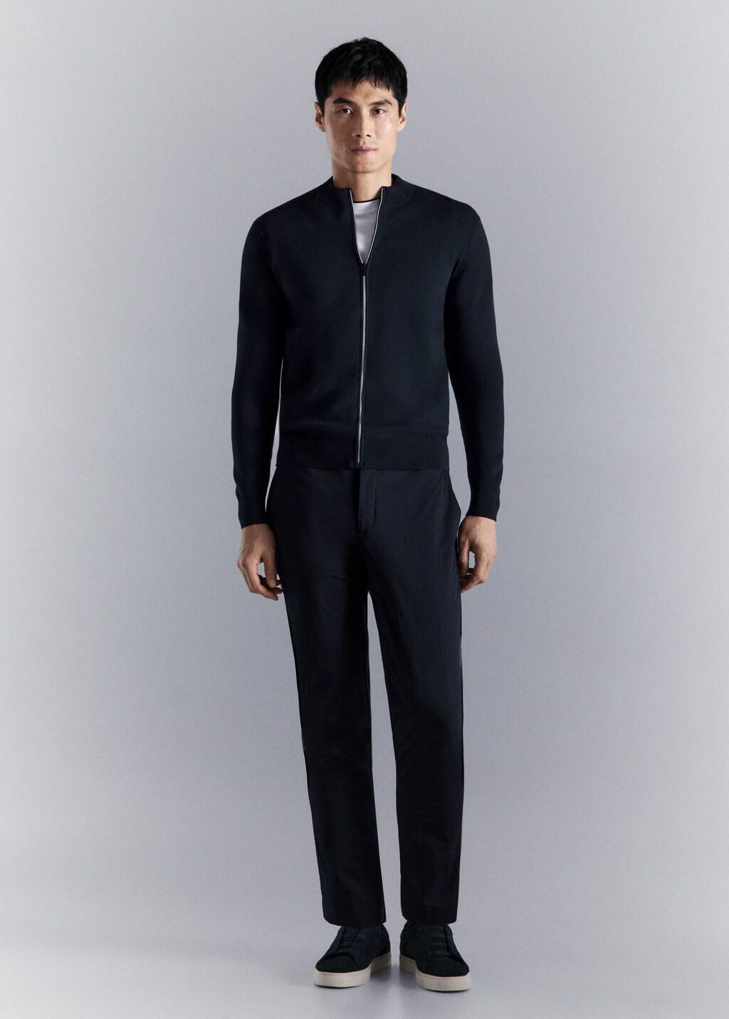 Navy Comfort Stretch Knit Cardigan, Navy, large image number 0