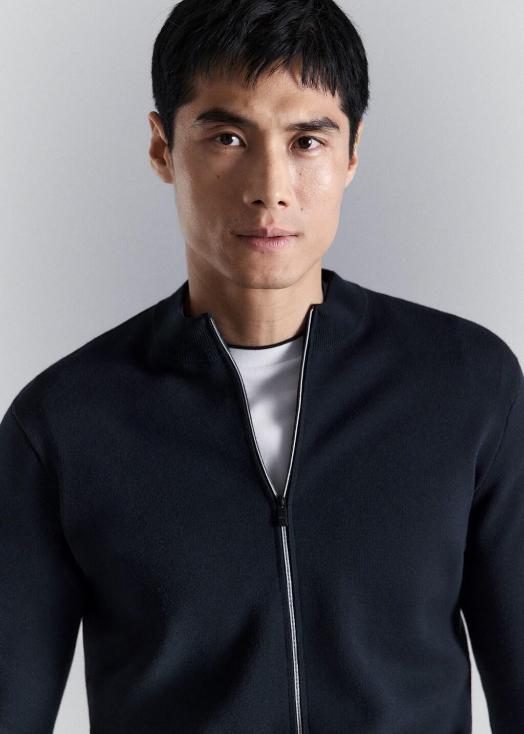 Navy Comfort Stretch Knit Cardigan, Navy, large image number 4