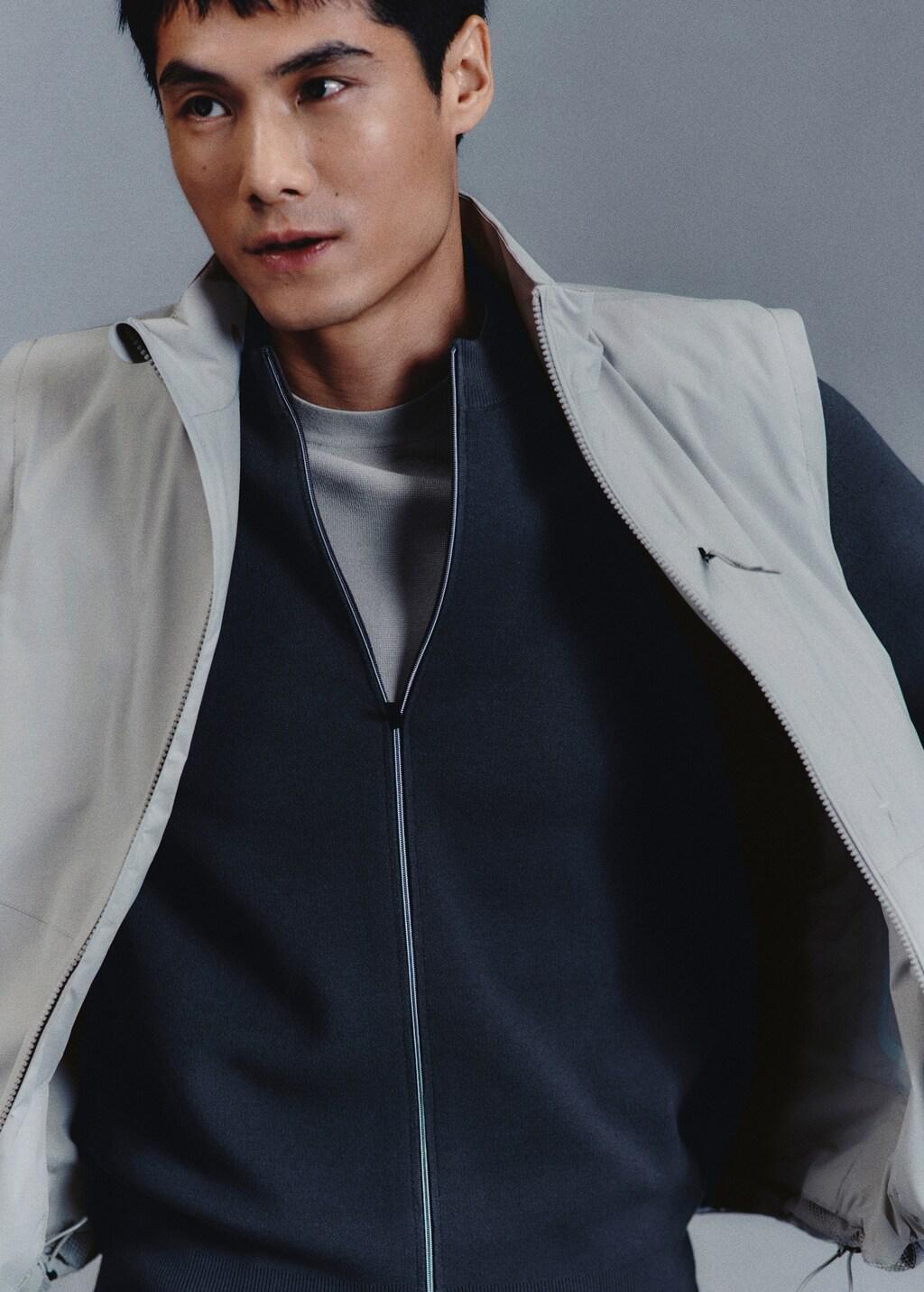 Navy Comfort Stretch Knit Cardigan, Navy, large image number 6