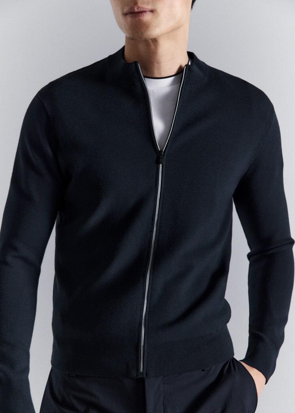 Navy Comfort Stretch Knit Cardigan, Navy, large image number 7