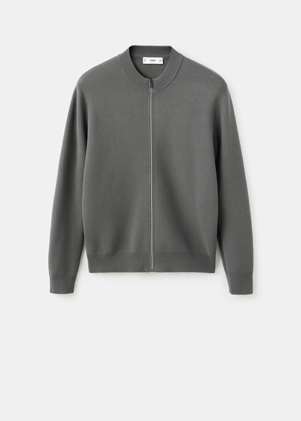 Grey Comfort Stretch Knit Cardigan, Dark Grey, large image number 7