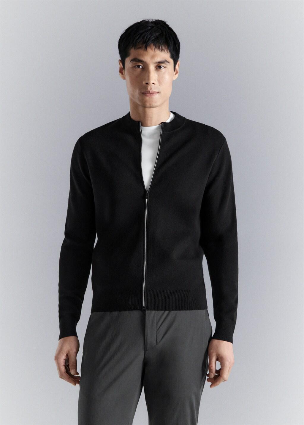 Black Comfort Stretch Knit Cardigan, Black, large image number 3