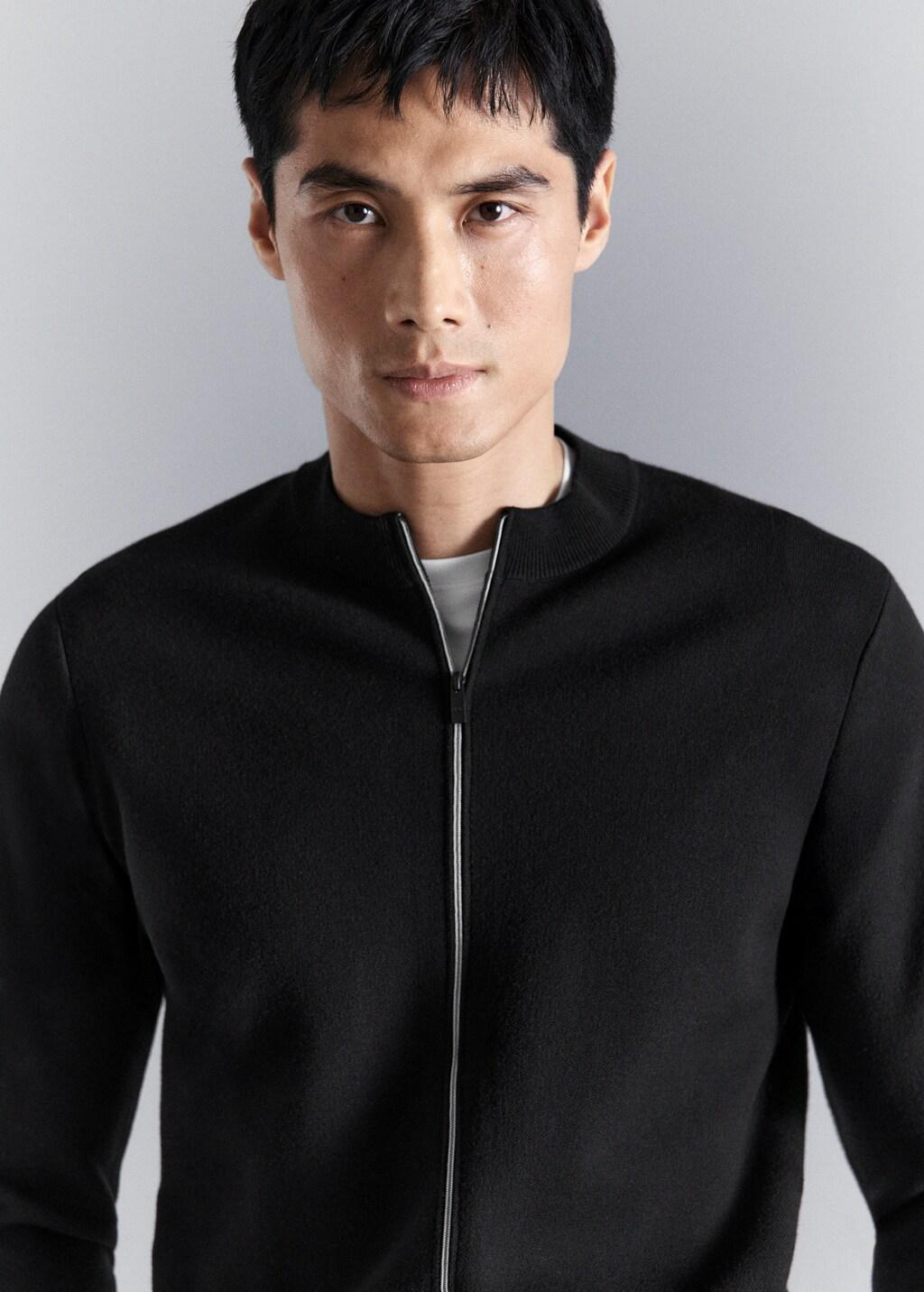 Black Comfort Stretch Knit Cardigan, Black, large image number 4