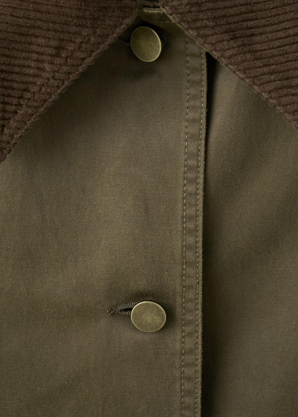 Khaki Denim Parka With Contrasting Collar, Beige - Khaki, medium