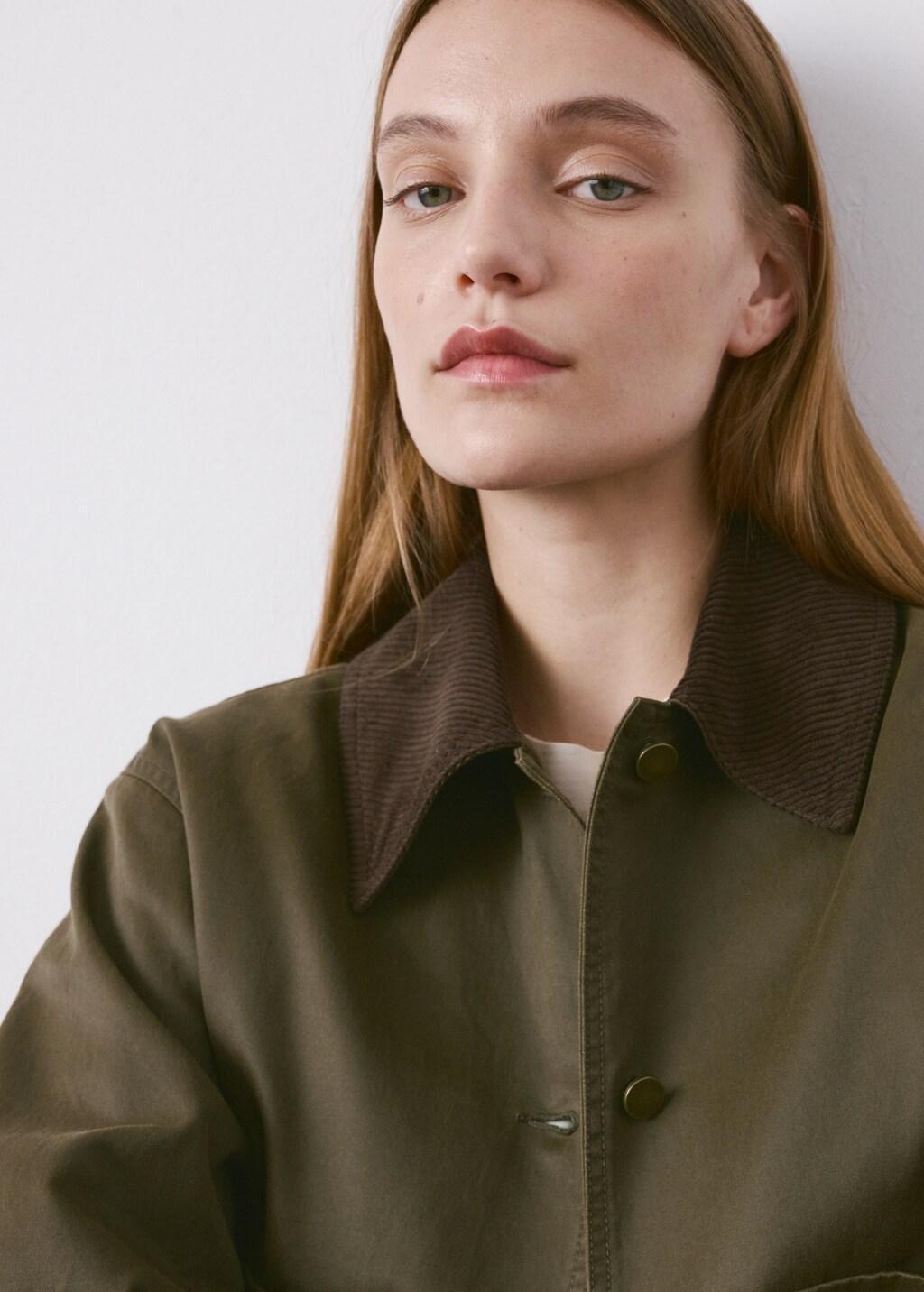 Khaki Denim Parka With Contrasting Collar, Beige - Khaki, large image number 4