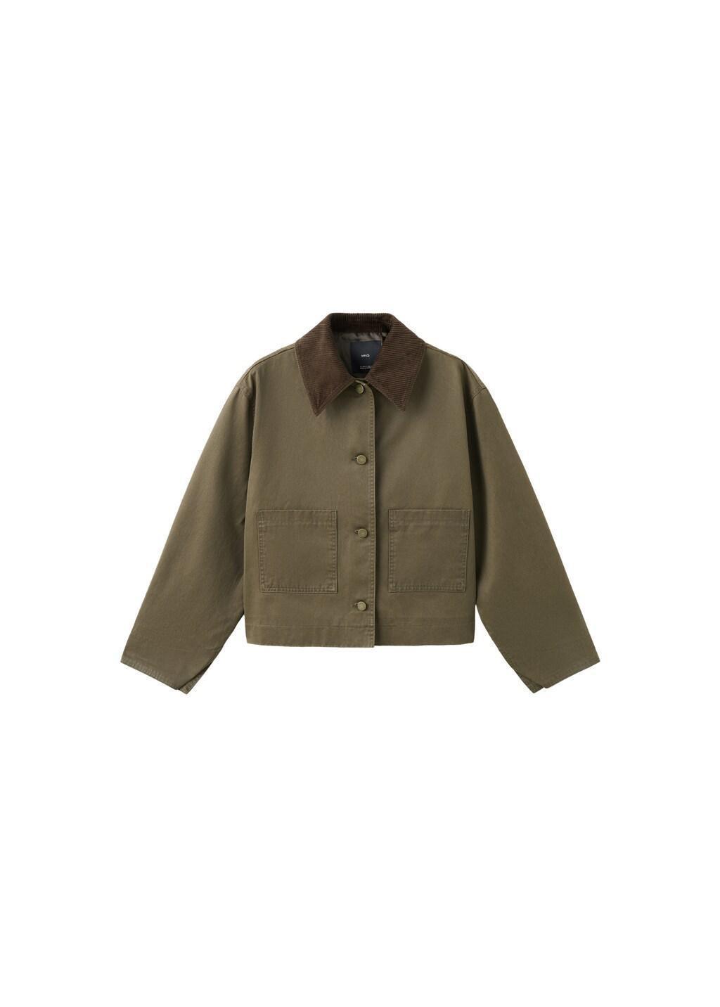 Khaki Denim Parka With Contrasting Collar, Beige - Khaki, large image number 6