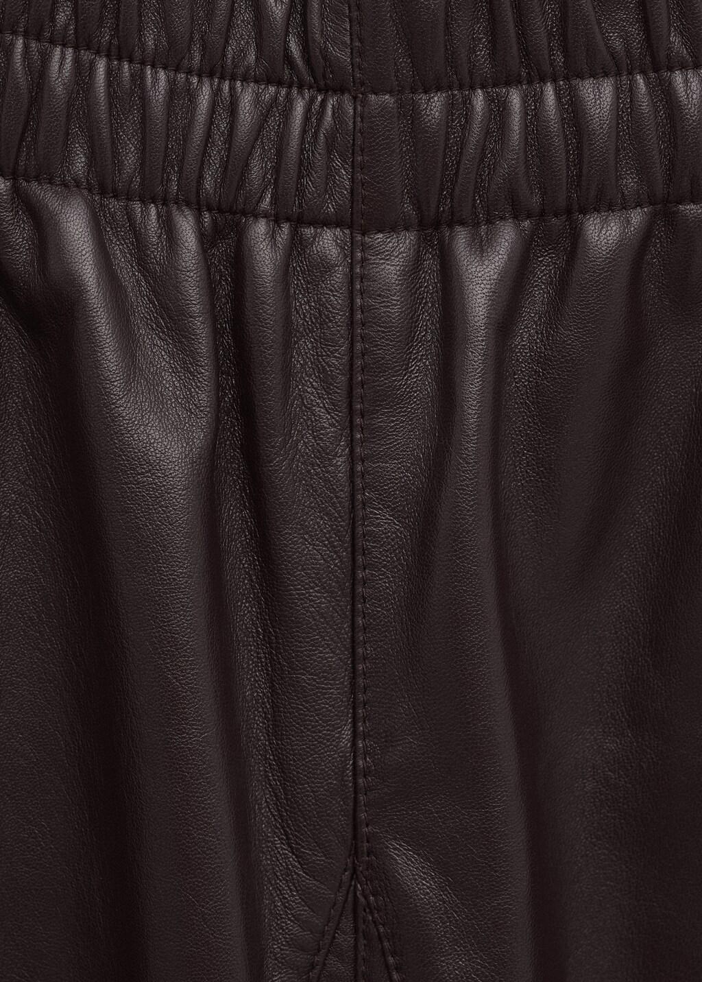 Red Buttoned Hem Leather Trousers, Dark Red, large image number 1