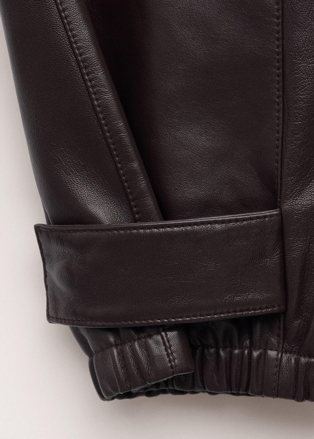 Red Buttoned Hem Leather Trousers, Dark Red, large image number 4