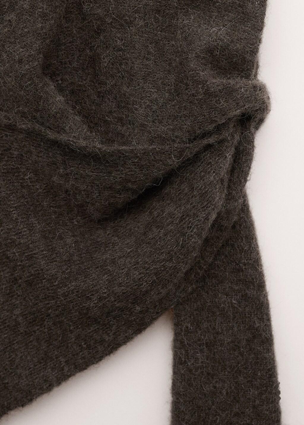 Brown Semi-Sheer Asymmetrical Alpaca Top, Medium Brown, large image number 1