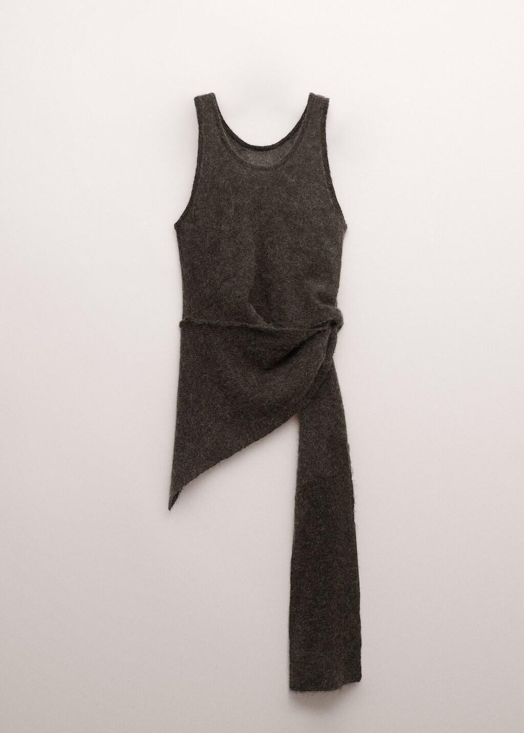 Brown Semi-Sheer Asymmetrical Alpaca Top, Medium Brown, large image number 6