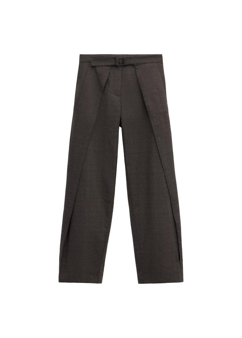 Brown Pleated Trousers With Belt, Brown, large image number 5