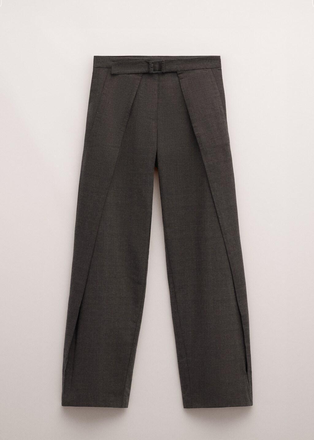 Brown Pleated Trousers With Belt, Brown, large image number 6