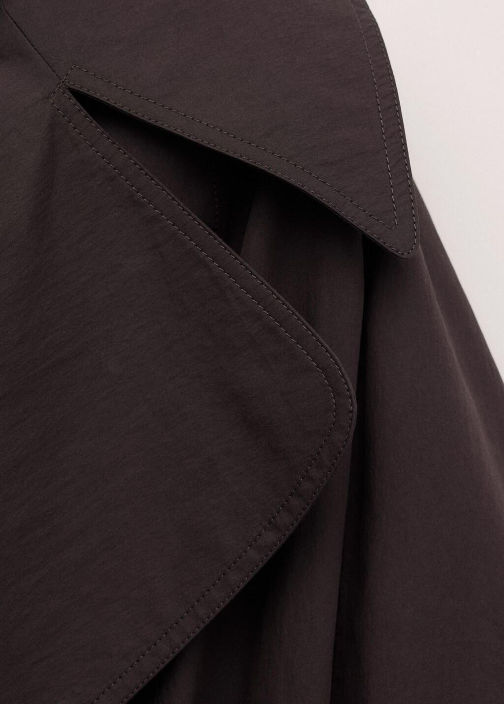 Burgundy Cotton Trench With Maxi Lapels And Belt, Dark Purple, medium
