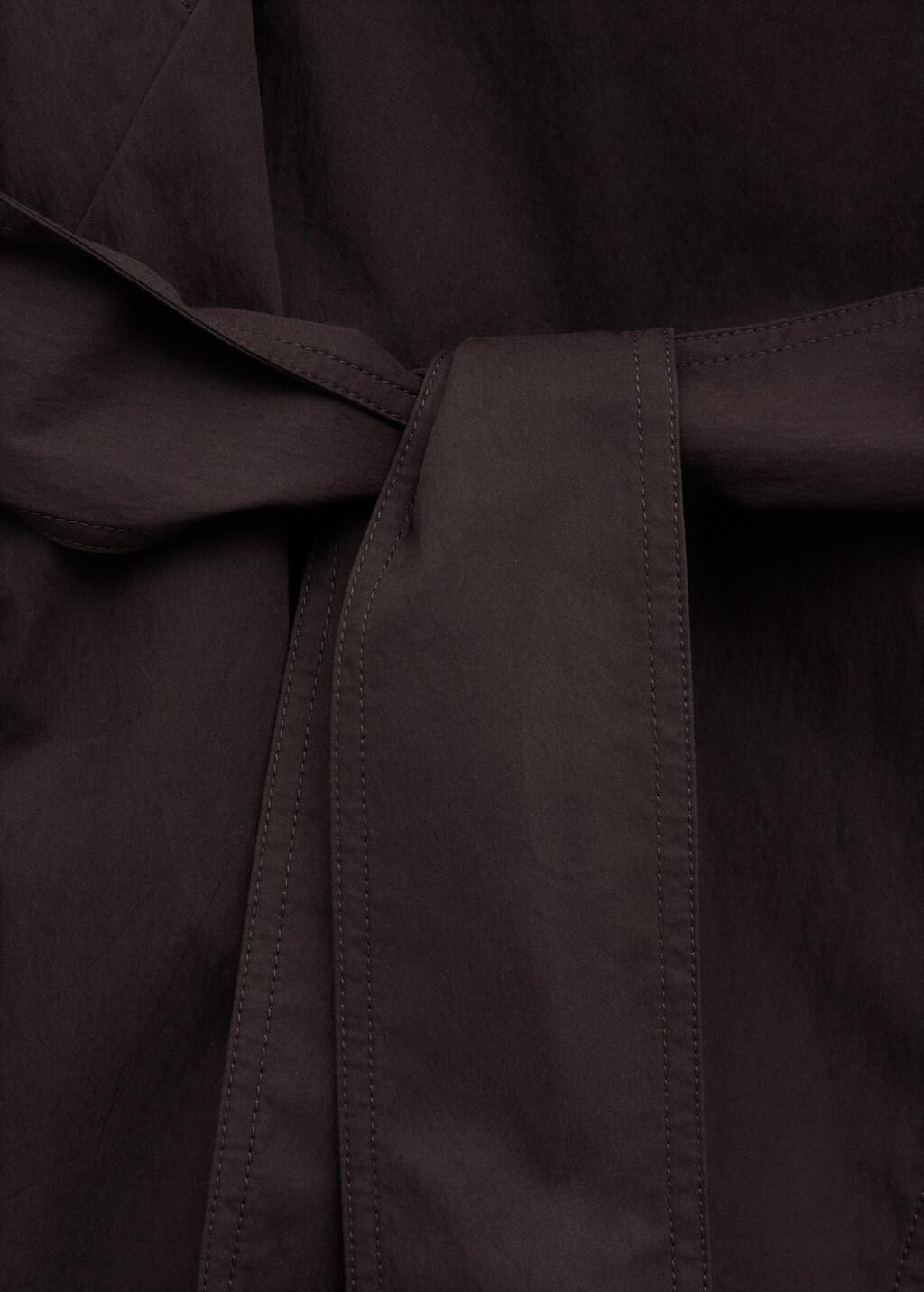 Burgundy Cotton Trench With Maxi Lapels And Belt, 0201_66, large image number 5