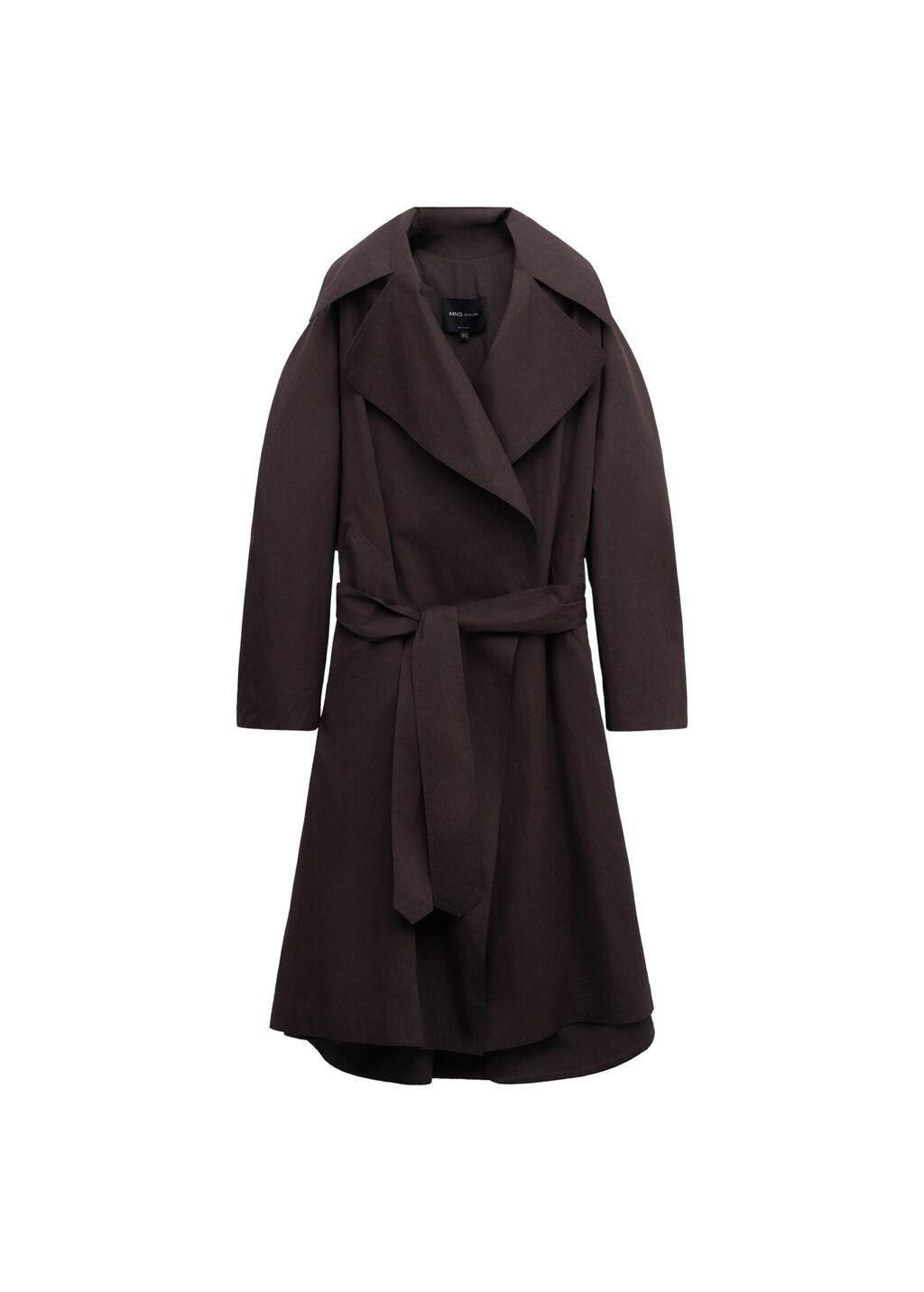 Burgundy Cotton Trench With Maxi Lapels And Belt, 0201_66, large image number 6