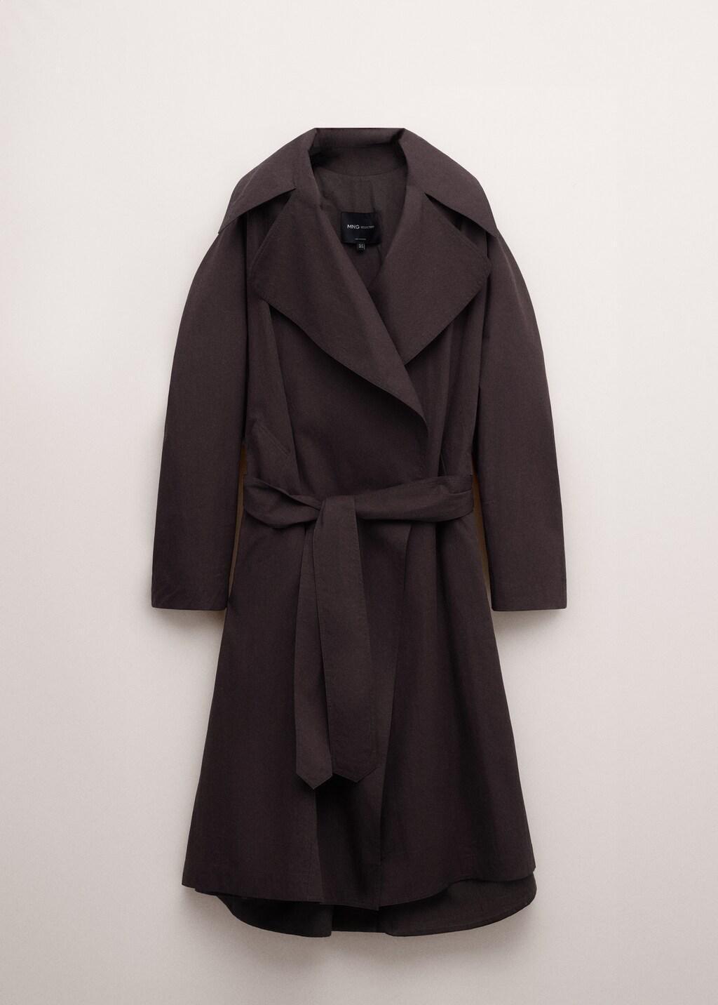 Burgundy Cotton Trench With Maxi Lapels And Belt, Dark Purple, large image number 7