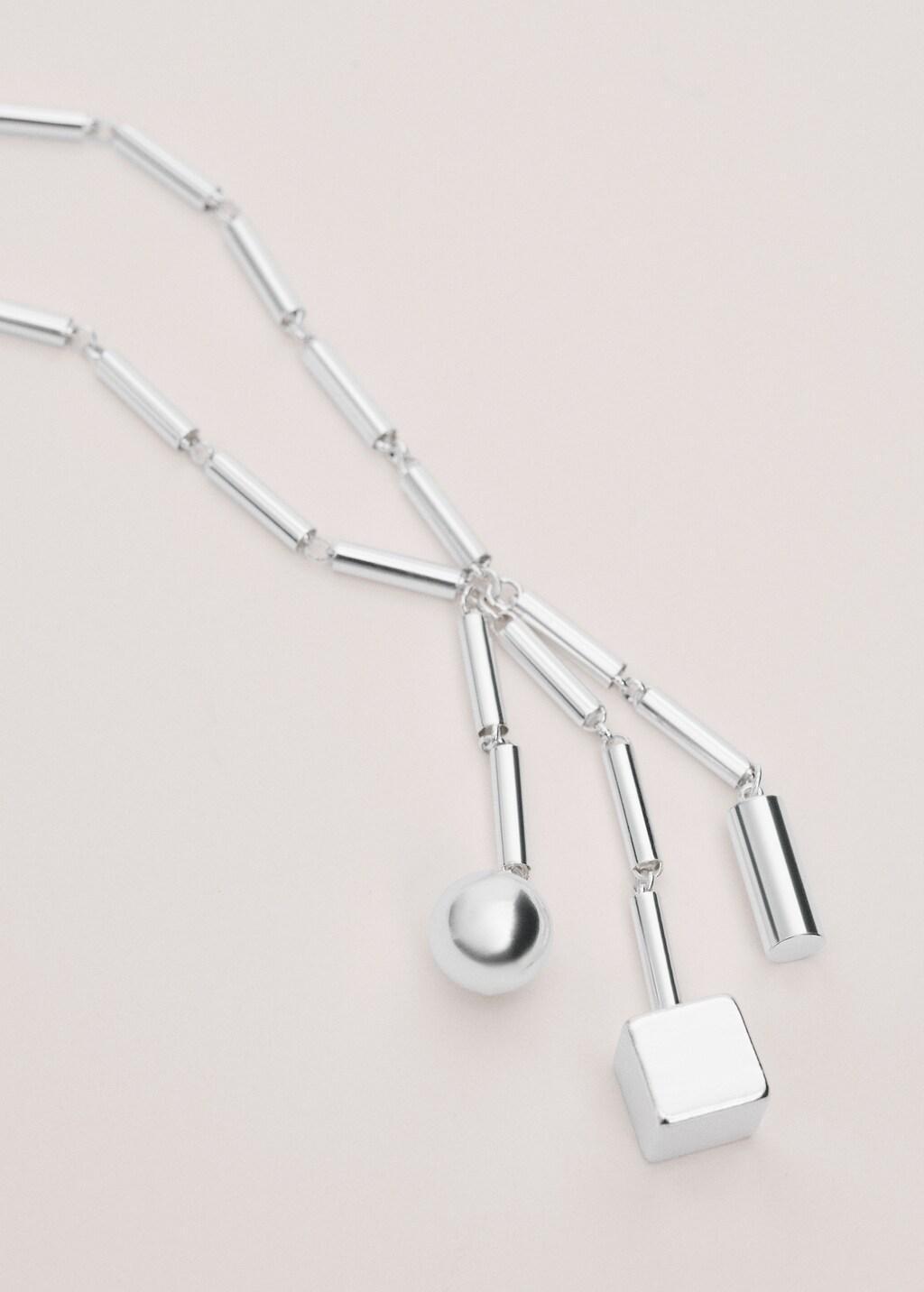 Silver Pendant Necklace With Metallic Pieces, Silver, large image number 1