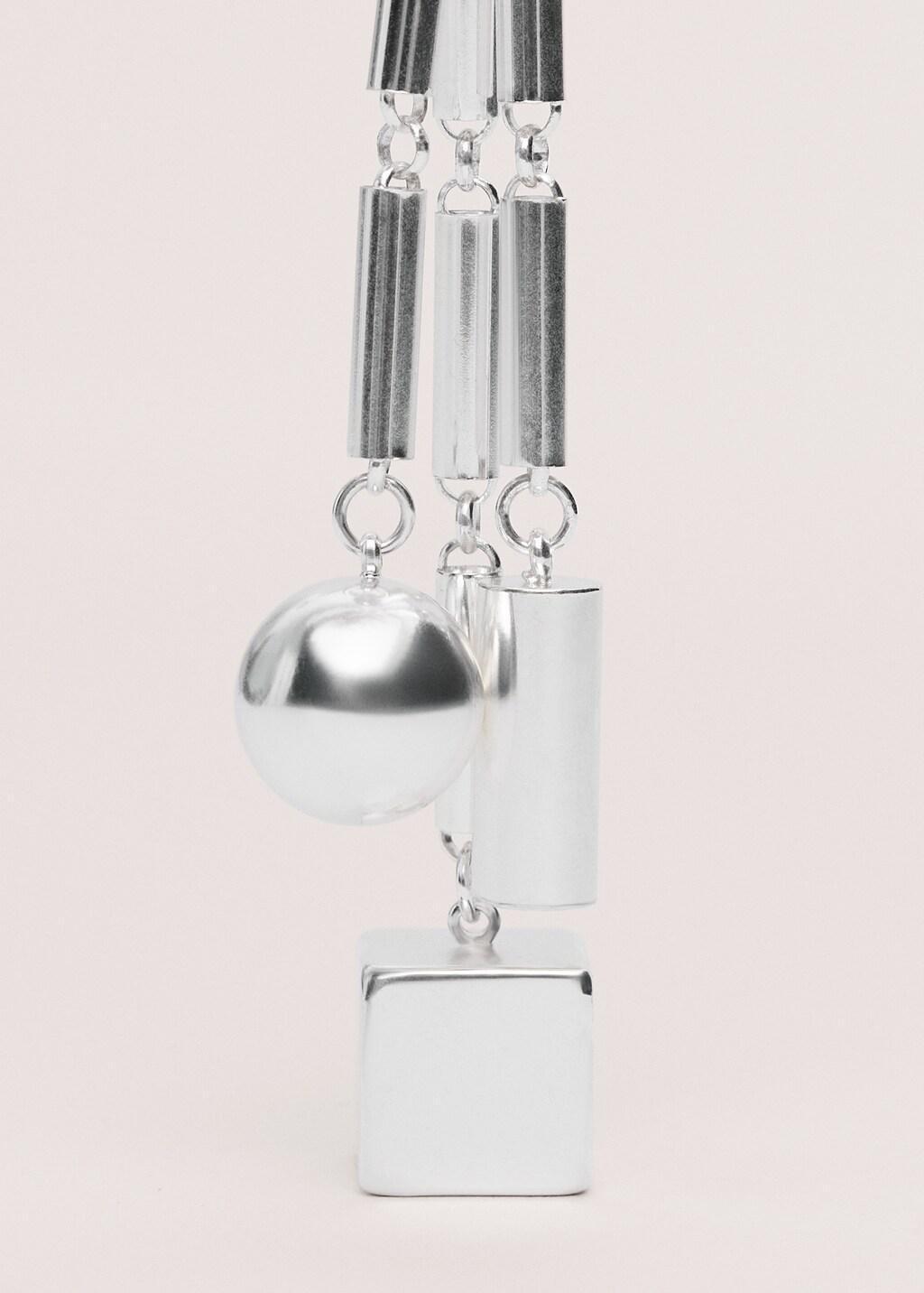 Silver Pendant Necklace With Metallic Pieces, Silver, large image number 2