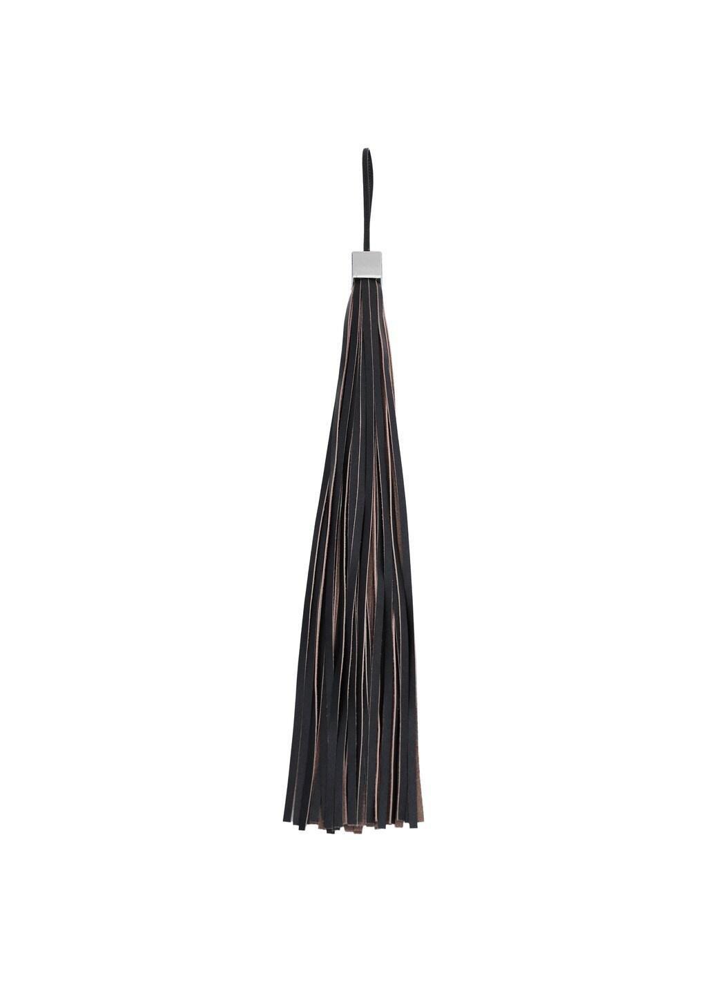 Black 100% Leather Fringe Keyring, Black, large image number 3