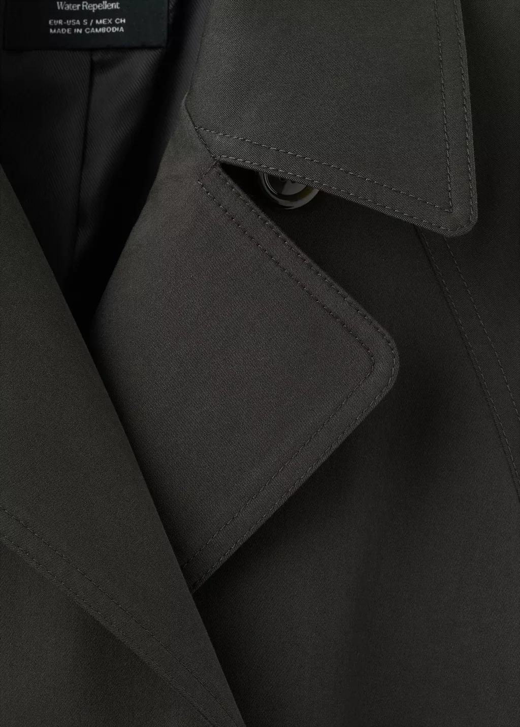 Brown Long Double-Breasted Trench Coat, Dark Brown, large image number 1