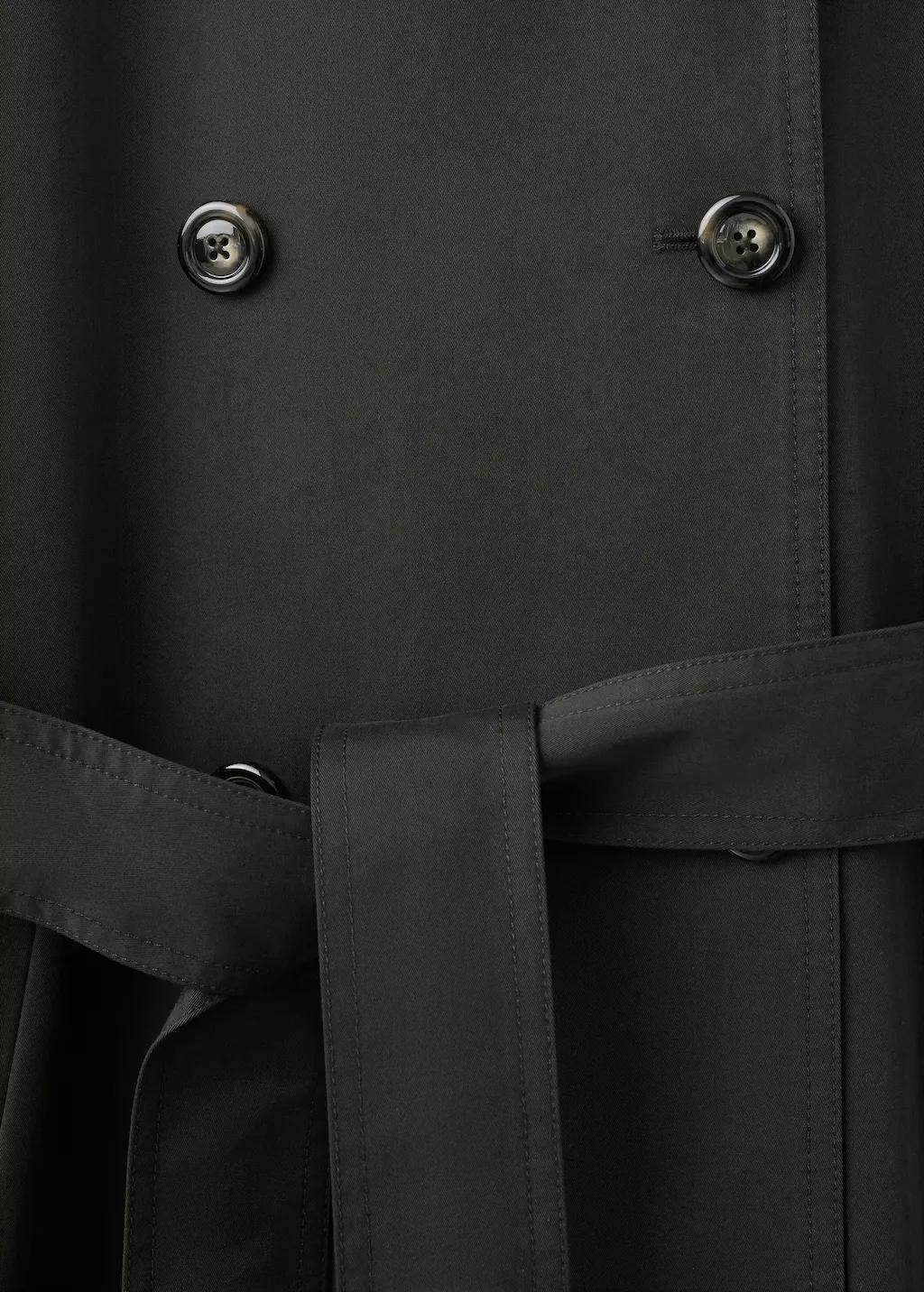 Brown Long Double-Breasted Trench Coat, Dark Brown, large image number 5