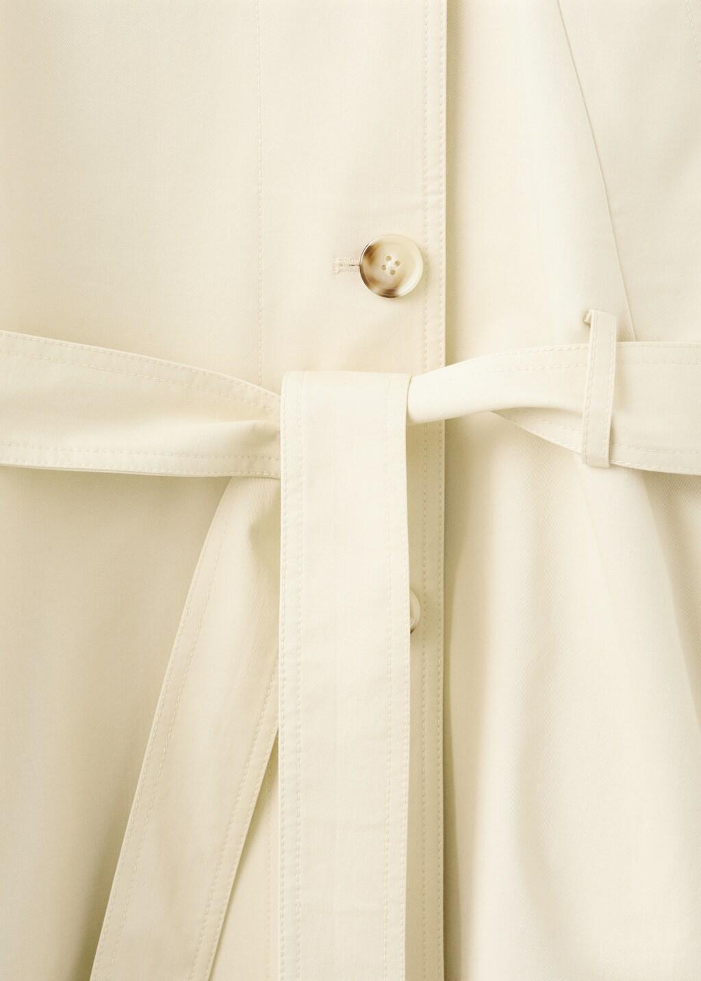 Beige Funnel Neck Belted Trench Coat, Light Beige, medium