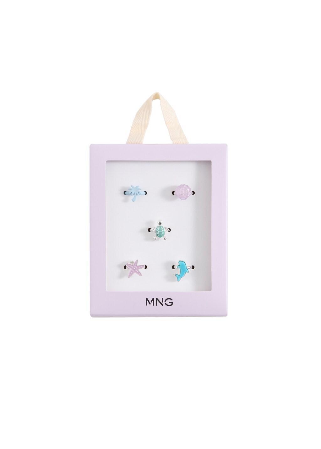 Turquoise Pack Of 5 Combined Rings, Kids Girl, Turquoise - Aqua, large image number 1