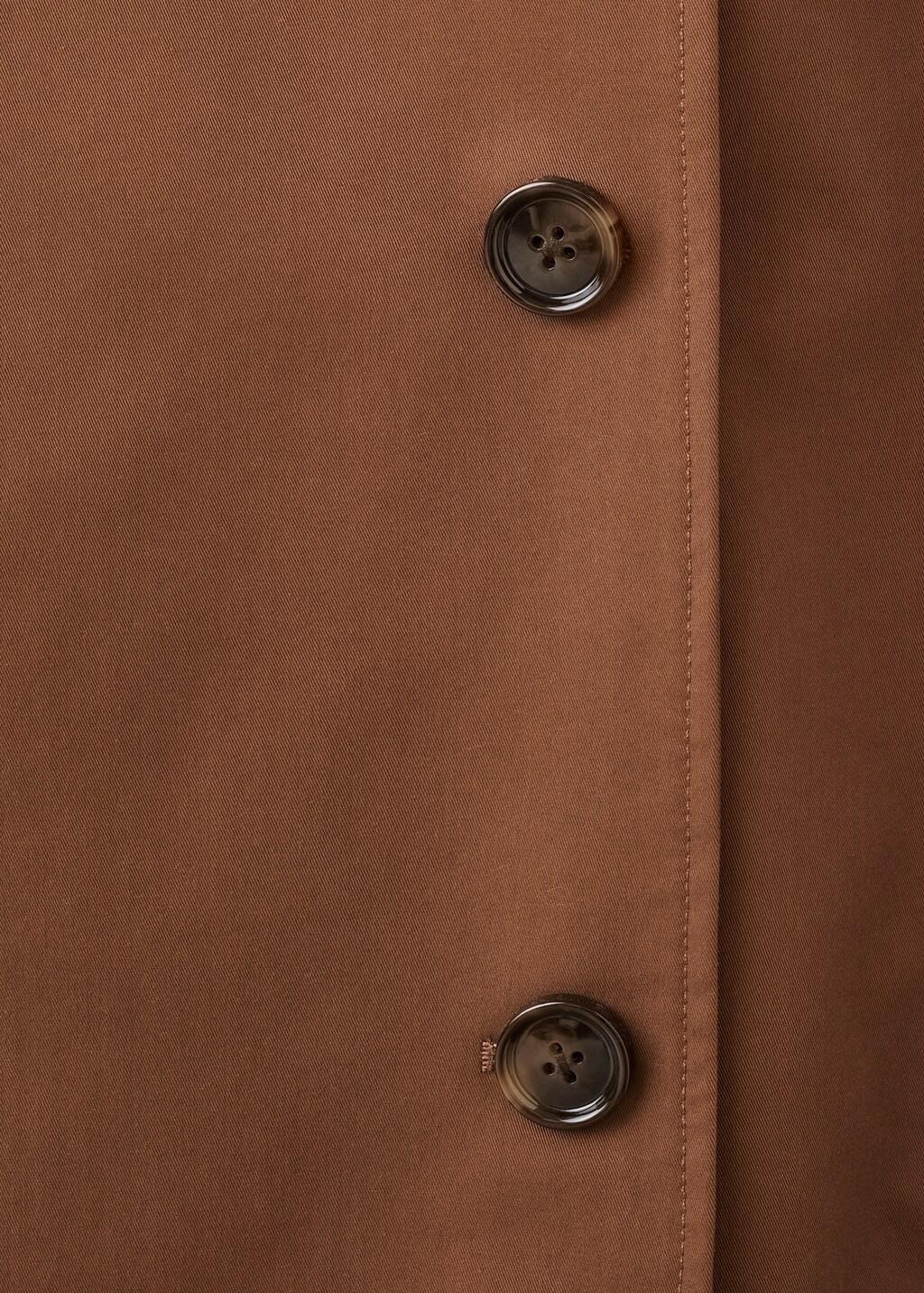 Brown Long Double-Breasted Trench Coat, Brown, large image number 5