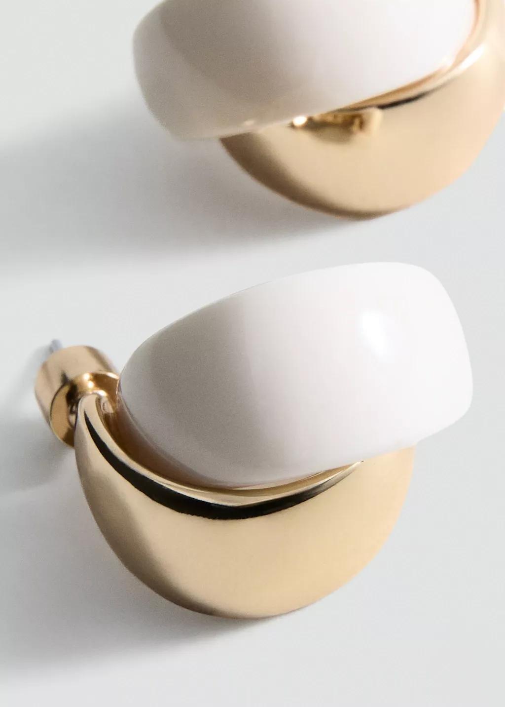 Beige Mixed Resin Earrings, Light Beige, large image number 0